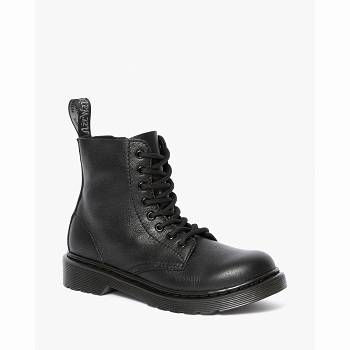 Dr Martens Gyerek 1460 Pascal Bőr Lace Up Bakancs Fekete